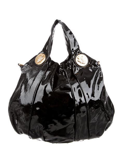 gucci black patent leather handbag|Gucci diana bag.